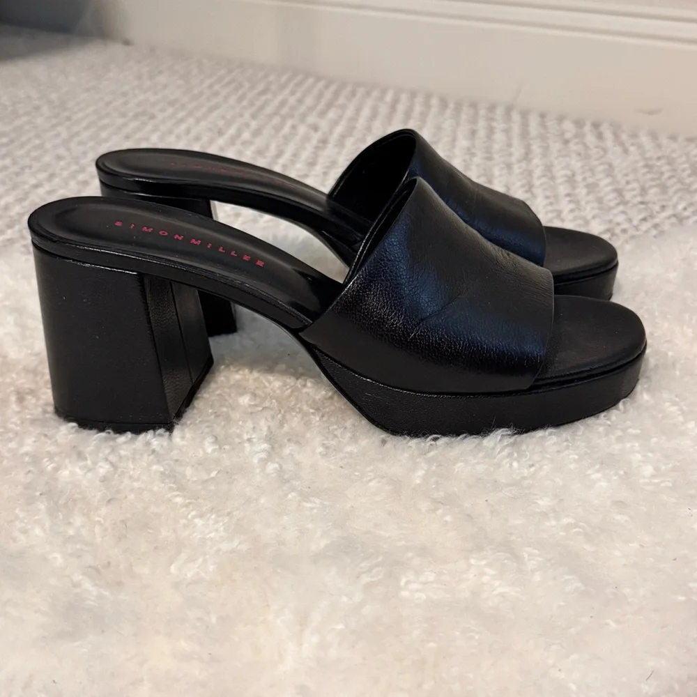 Simon Miller Black Leather Platform Slide